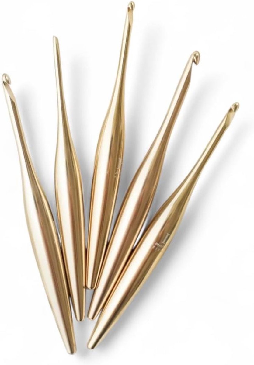 Haaknaald Set - Ergonomische Haken - Hobby Projecten - Luxe Metaal Afwerking - 6.00 MM - Goud Mat
