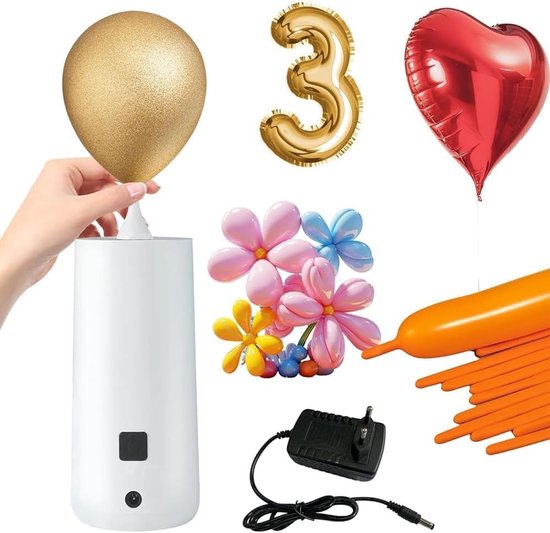 Elektrische ballonpomp voor dierenballonnen, elektrische opblaaspomp voor modelleerballonnen, ballonpomp geschikt voor ballonnen, bobo ballen, yogaballen, magische ballonnen en luchtkolommen zakken. van Merkloos — afbeelding 5