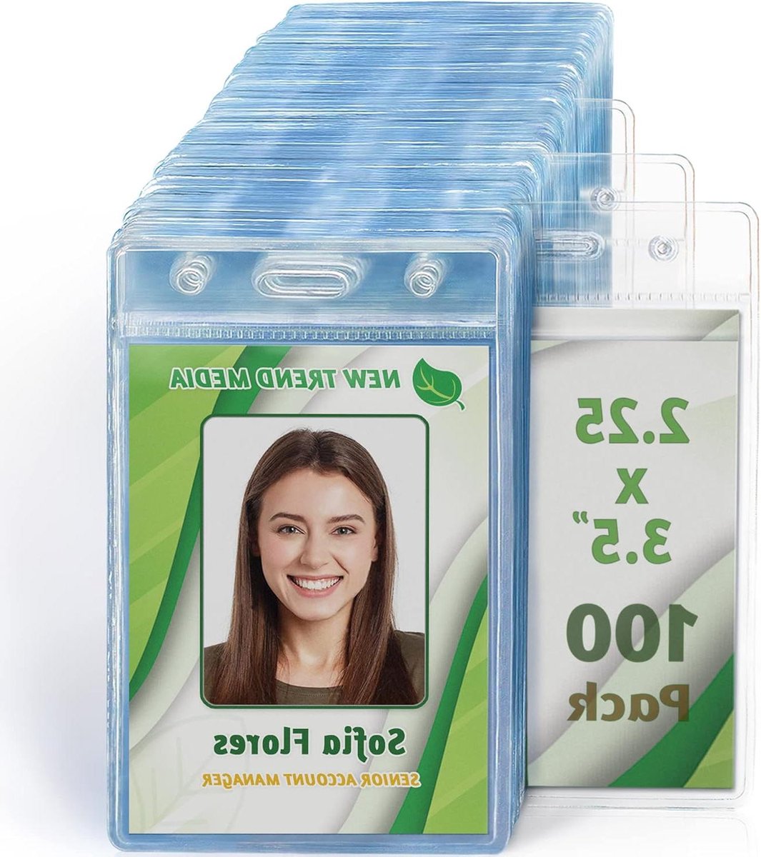 Verticale Naambadgehouders - Naamkaart Zakjes - Identificatie Tonen - Zonder Rits - 100 stuks - Transparant