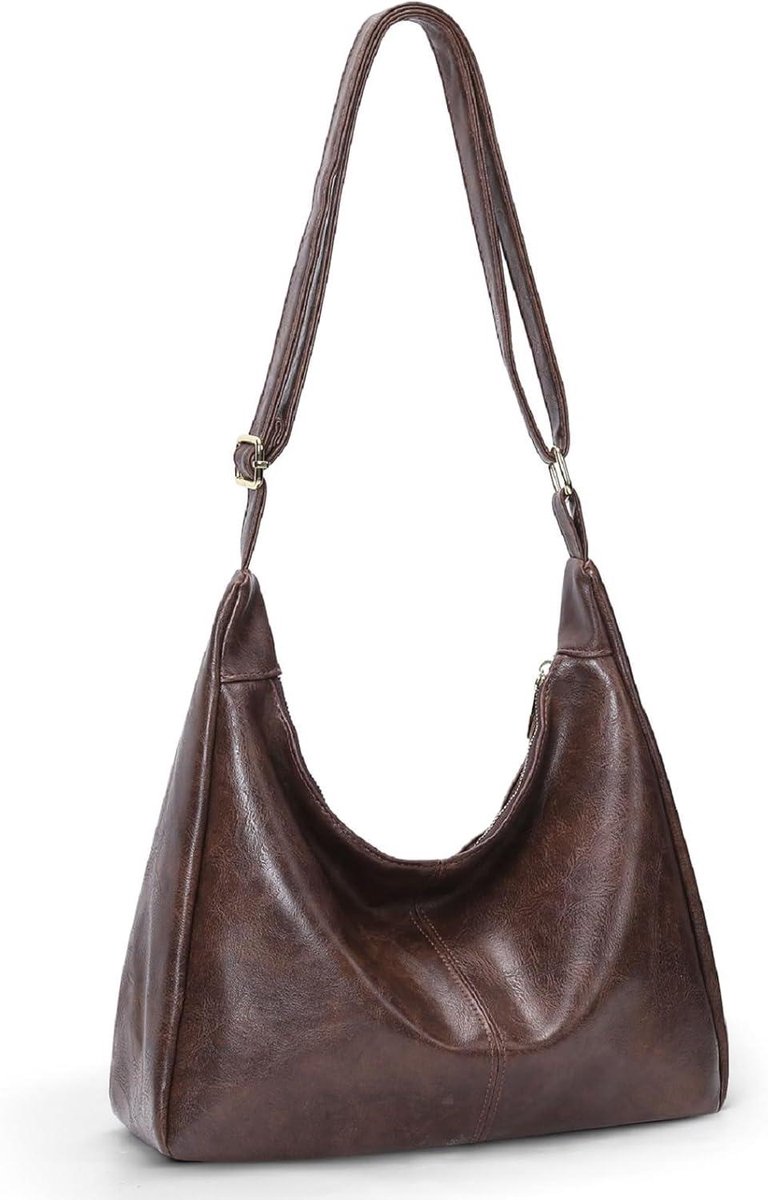 Dames Handtas - Schoudertas Hobo - Dagelijks Gebruik - Zijvakken - 30 x 22 x 10 cm - Bruin