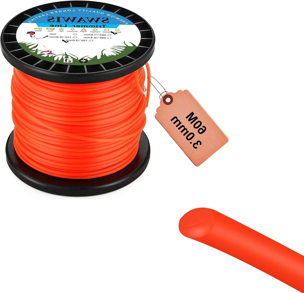 Trimmerdraad 3mm/60m voor Grasmaaier - Nylon Draad voor Borstelmaaiers en Onkruidbestrijding in de Tuin - Duurzaam en Krachtig Tuingereedschap