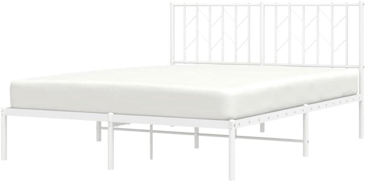 Metalen Bedframe - Ledikant Metaal - Slaapkamer Inrichten - Robuuste Staalconstructie - 140x190 cm - Wit