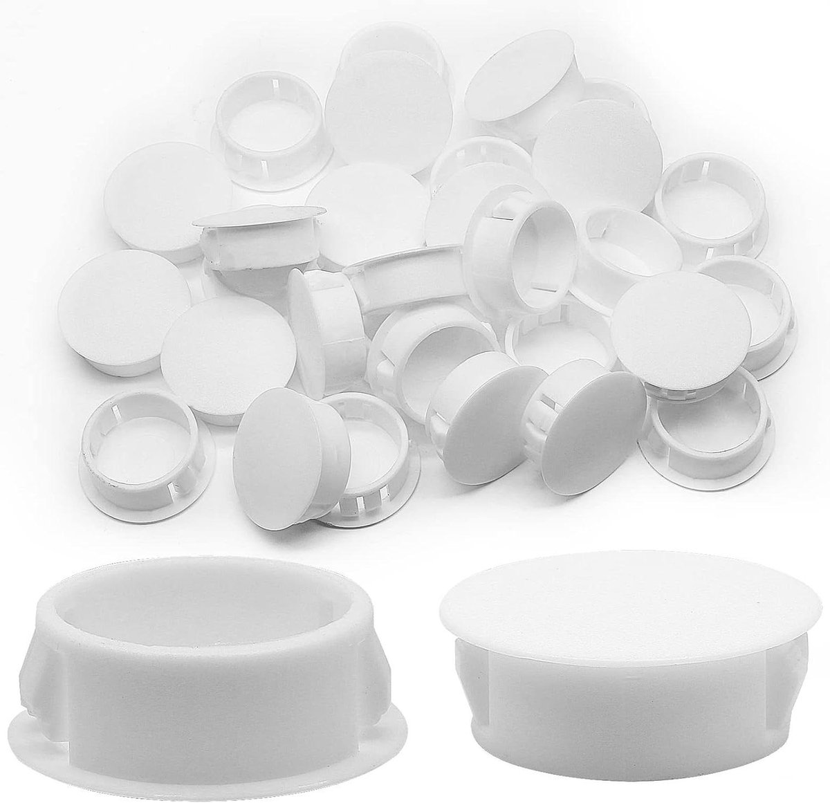 Plastic Gatpluggen - Paneelpluggen Afdekpluggen - Meubels Repareren - Snap Design - 16 mm - Wit