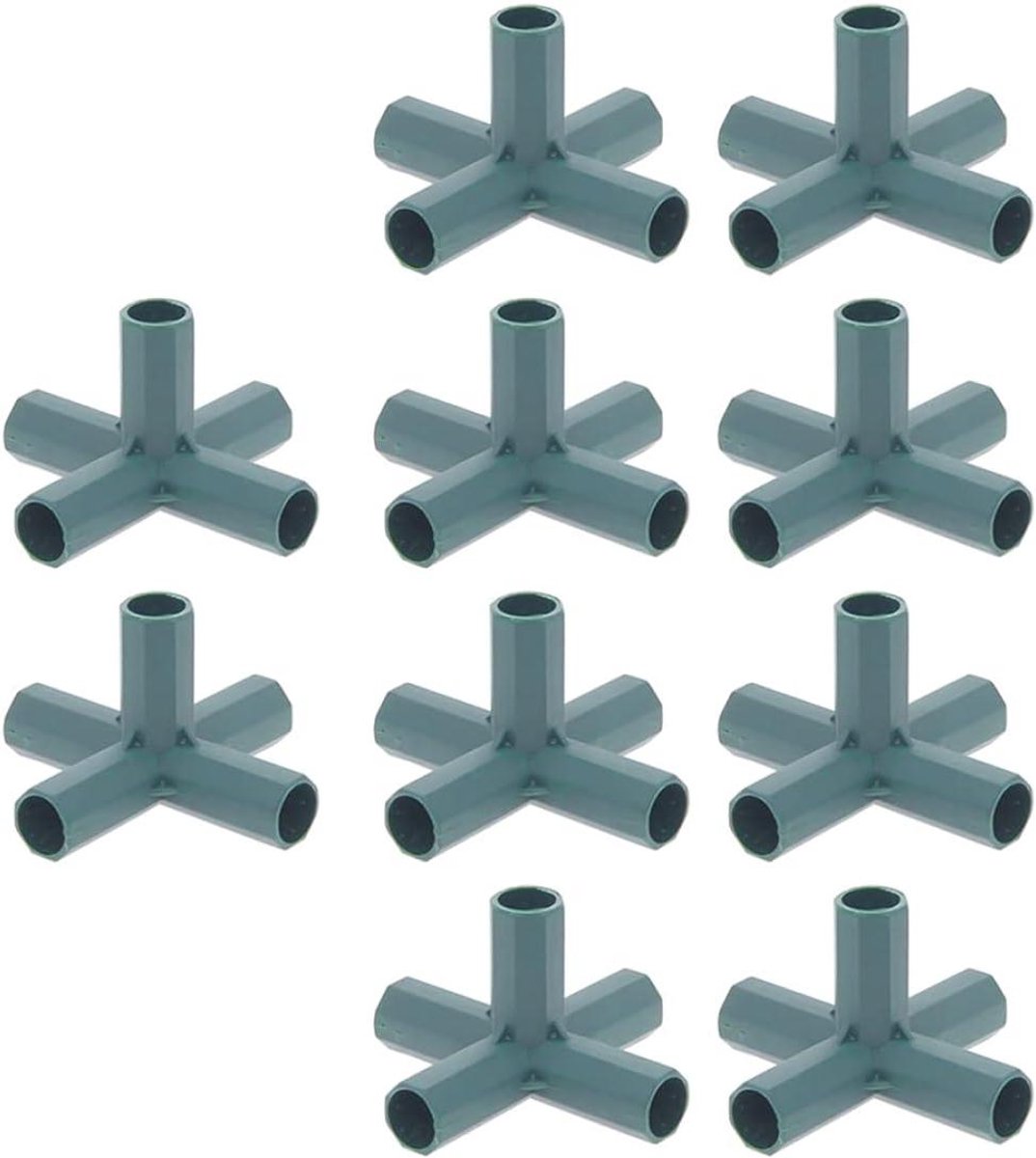 Kas frame connectoren - Plant Stakes Connectors - Kasbouw - 5-weg hoek ontwerp - 10 stuks - Groen
