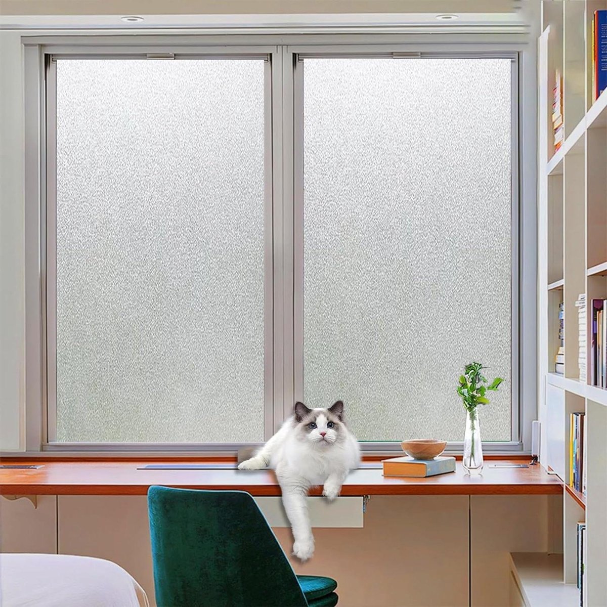 Zonwerende Raamfolie - Decoratieve Glasfolie - Privacy Creëren - Statische Hechting - 25 x 140 cm - Mat Wit