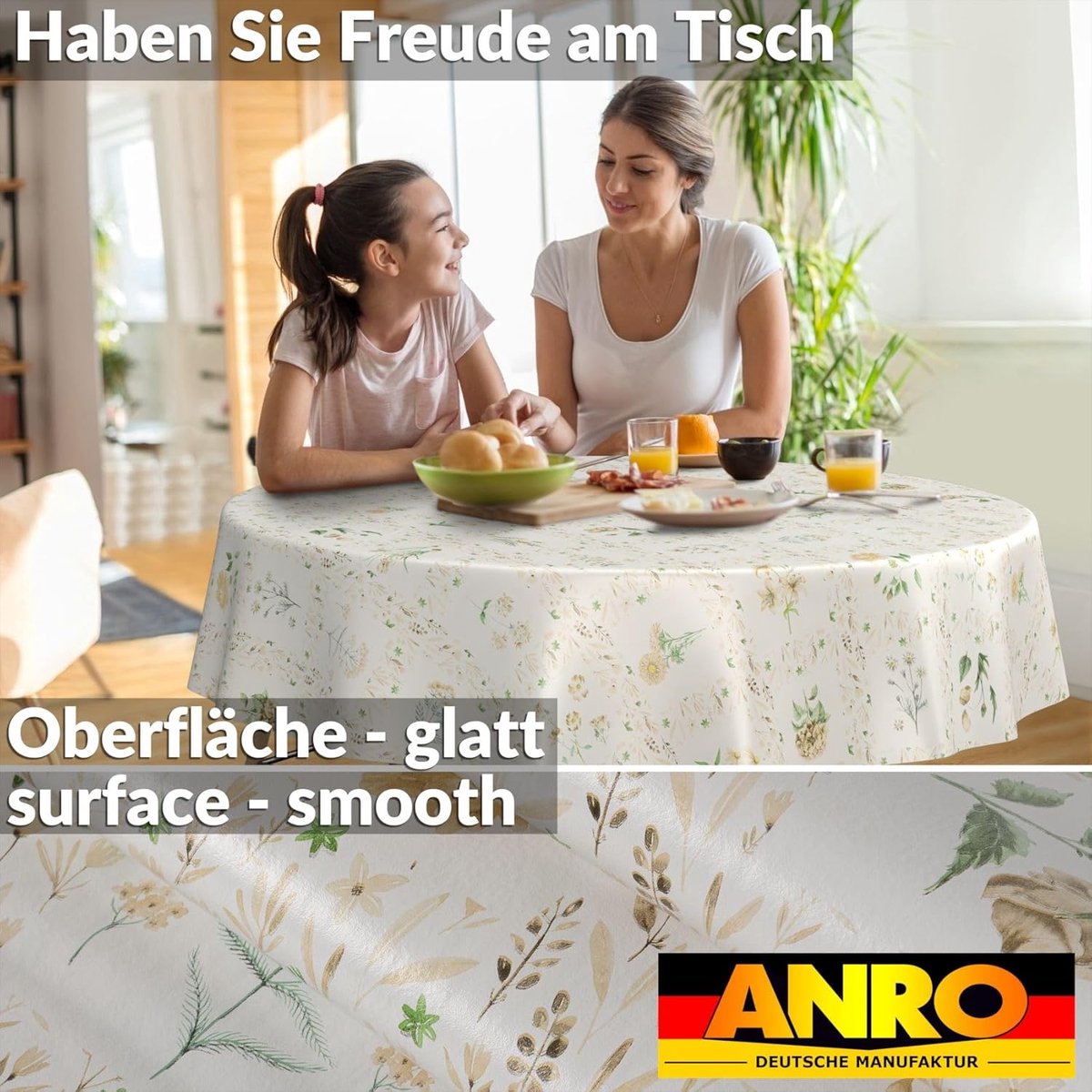 Tafelkleed Wasdoek - Afwasbaar Kleed - Tafel Beschermen - Waterafstotend - Rond 100cm - Beige