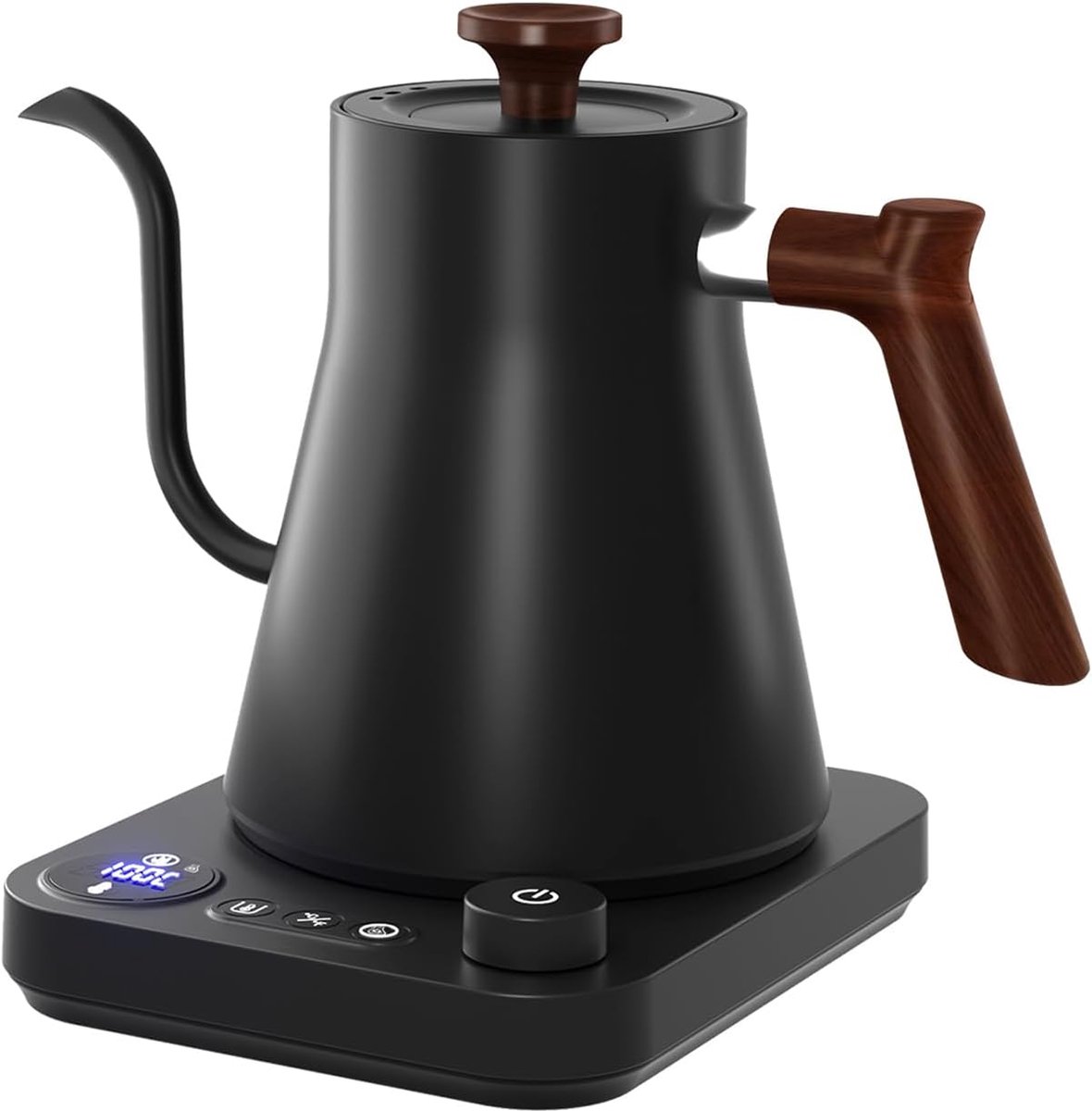 Gooseneck Elektrische Waterkoker - 0.9L - Met Temperatuurregeling - RVS 304 - Ultra-Stil - Zwart
