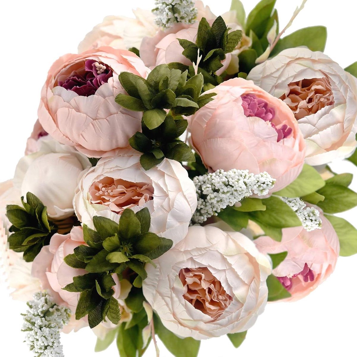 Kunst pioenrozen boeket - Zijden bloemen hortensia - Bruiloft decoratie - Gedetailleerde bloemblaadjes - 6 cm 9 cm diameter - Lichtroze