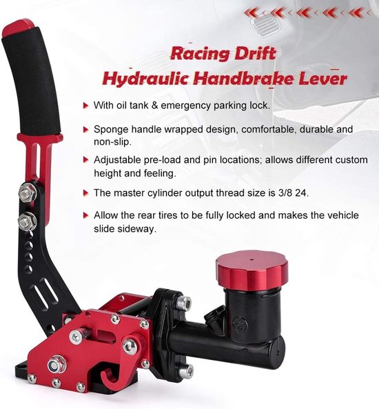 Hydraulische Drift Handrem - Hydro E-Brake Rally - Voertuig Zijwaarts Glijden - Verstelbare Hefboomhoogte - 0.75Bar Hoofdcilinder - Rood van Merkloos — afbeelding 3