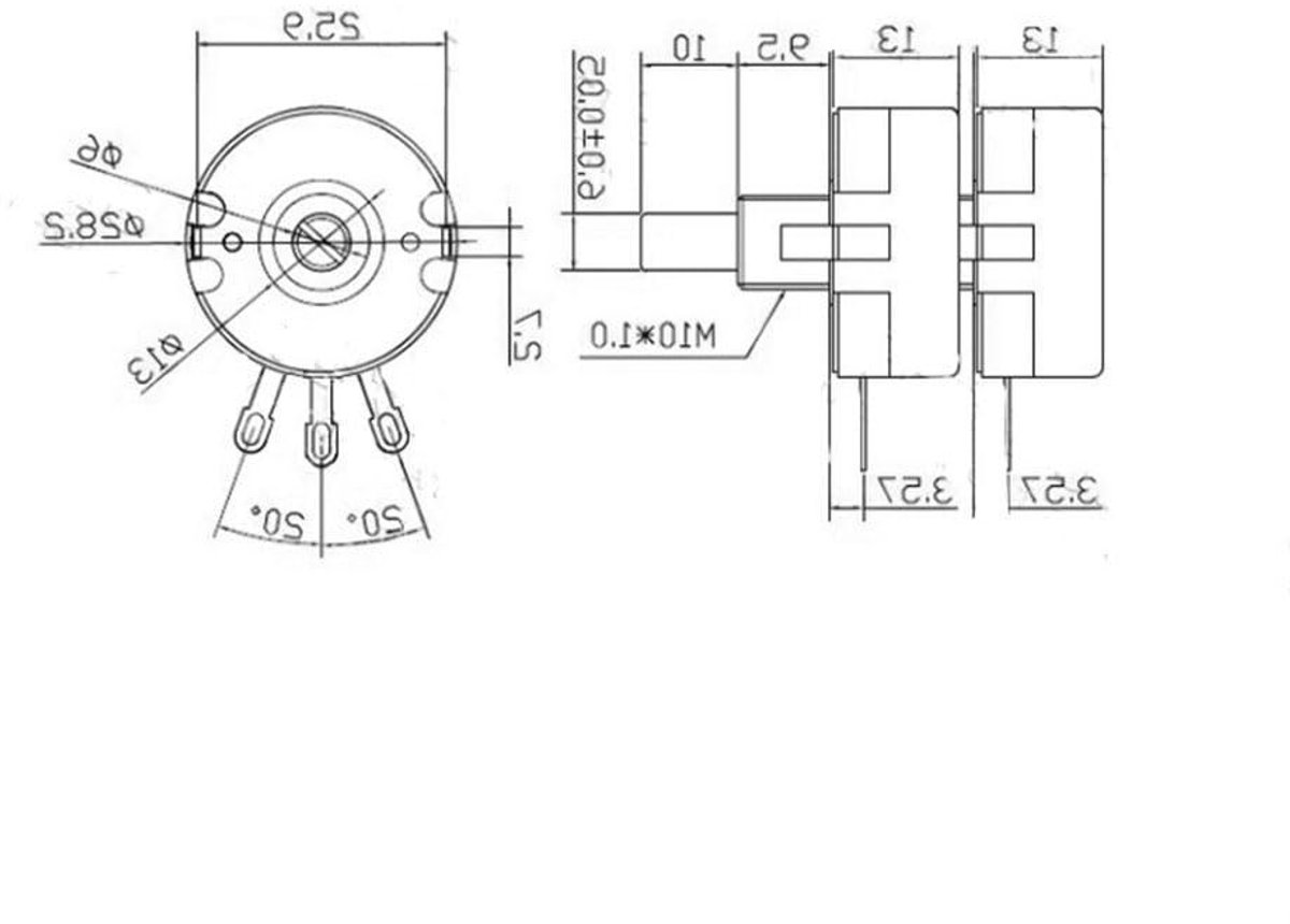 Dubbele Membraan Potentiometer - Weerstand Ronde As - Elektronica Aanpassen - Enkele Cirkelweerstand - 100K Ohm - null