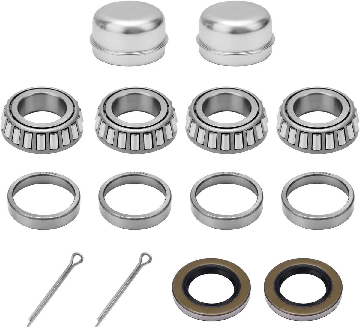 Aanhangerwiellagerset - Hub lagers - Trailer reparatie - Complete kit - 25cm binnendiameter 5cm buitendiameter - Zilver