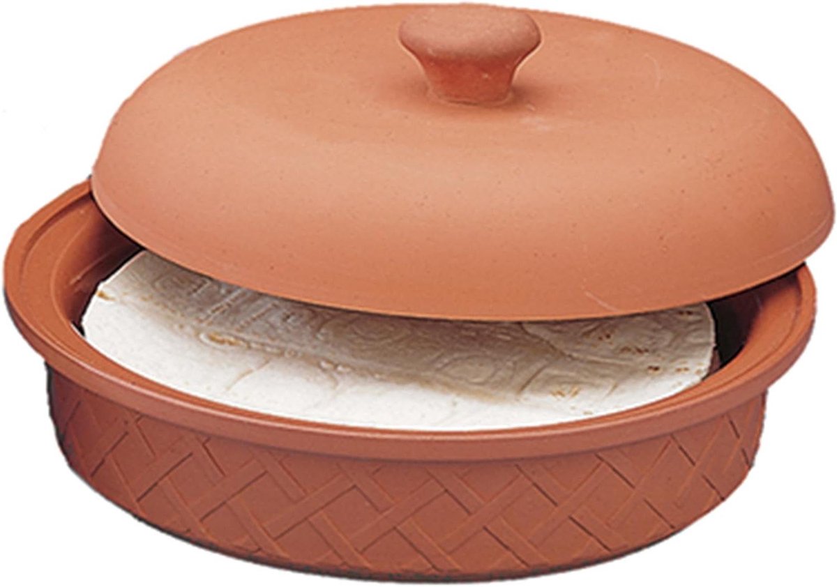 Tortillawarmer - Pannenkoeken warmer - Tortillas warm houden - Geglazuurde binnenkant - 216 x 108 cm - Terra Cotta