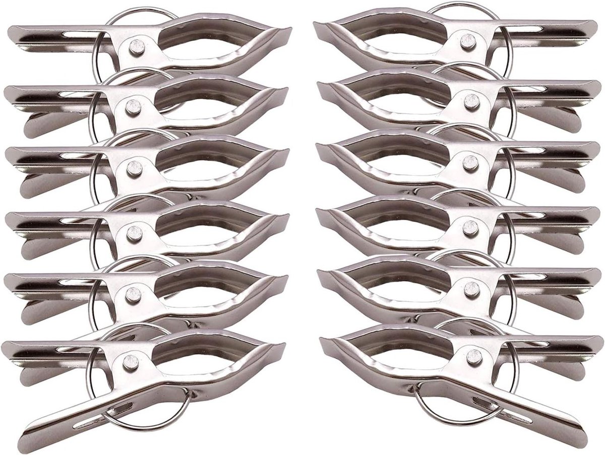 Stalen Droogclips - Kledinghangers Clips - Kleding Drogen - Roestvrij Staal - 12 Stuks - Zilver