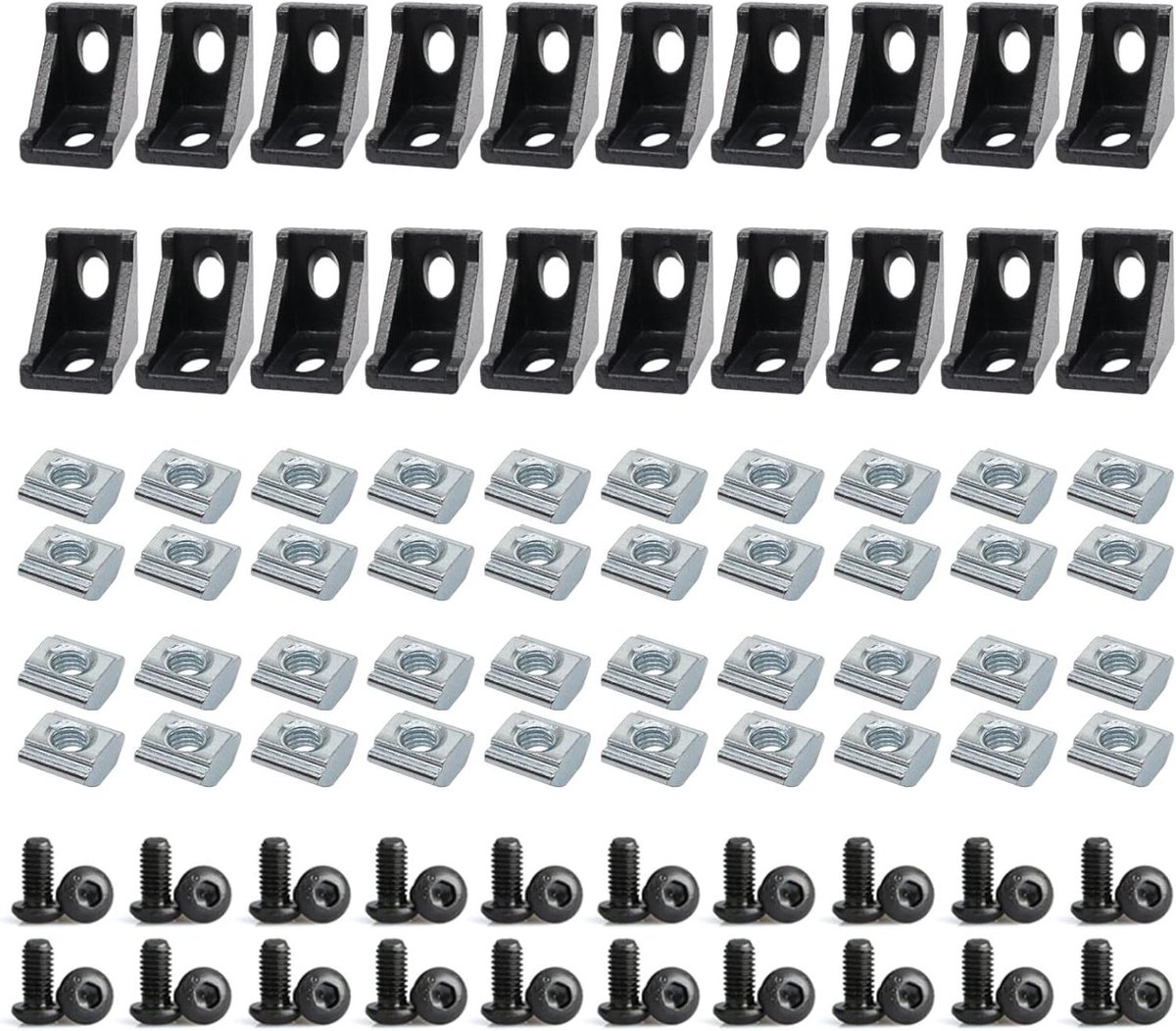 Aluminium Profiel Connector Set - Hoekbeugel Set - Frame Bouw - 90 Graden Hoek - 20 mm - Zwart