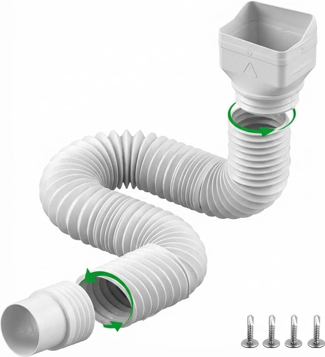 Regengoot Downspout Extensies - Afvoer Verlengpijp - Regenwater Afvoeren - Uitschuifbaar Ontwerp - 61 tot 68 Inch - Wit