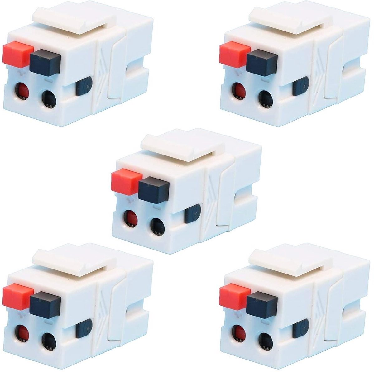 Luidspreker Keystone Jack - Veerbelaste Aansluiting - Thuisbioscoop Installatie - Vrouwelijk naar Vrouwelijk - 5 Stuks - Wit