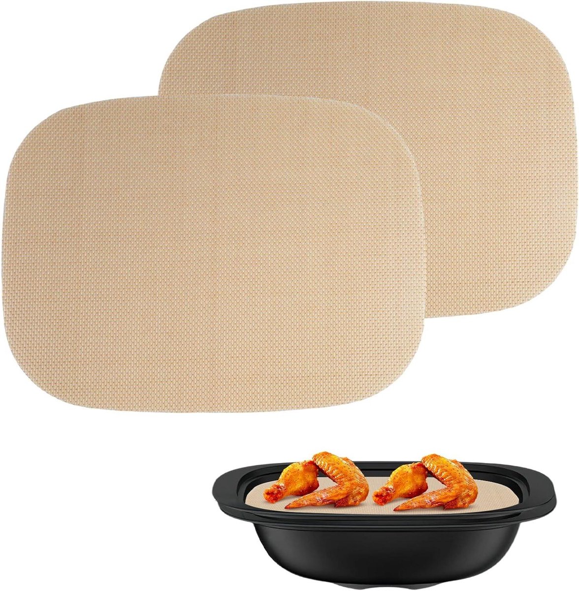 Bakfolie Set - Herbruikbare Bakmatten - Stomen in Varoma - Speciaal voor TM7 - 24x16 cm - Beige