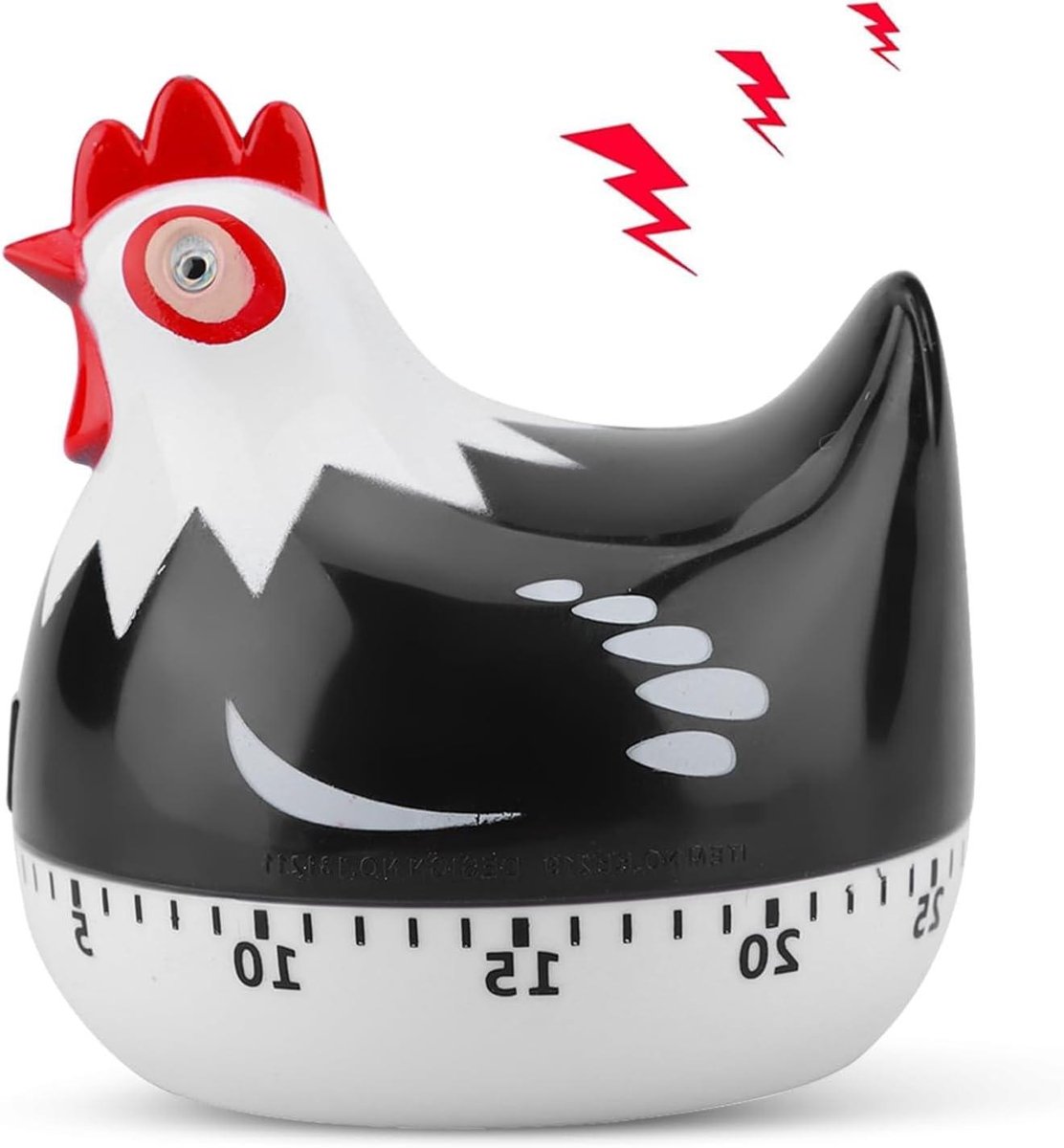 Kip Keukentimer - Kookwekker - Koken en bakken - Luid alarm - 6.5 cm - Zwart