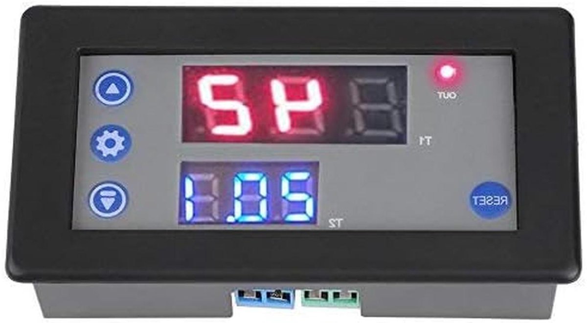 Tijdrelais - Cyclus Timer - Automatisering Systemen - Dubbel Led Display - 12 Volt - Zilver