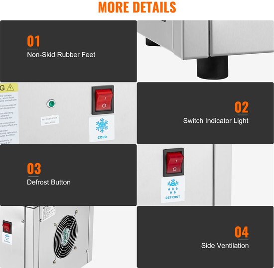 Novari - IJsmachine - IJsrol machine - Frozen yoghurt - Snelle koeling - Compressor - Ruim werkoppervlak - Stil in gebruik <60DB van Merkloos — afbeelding 3