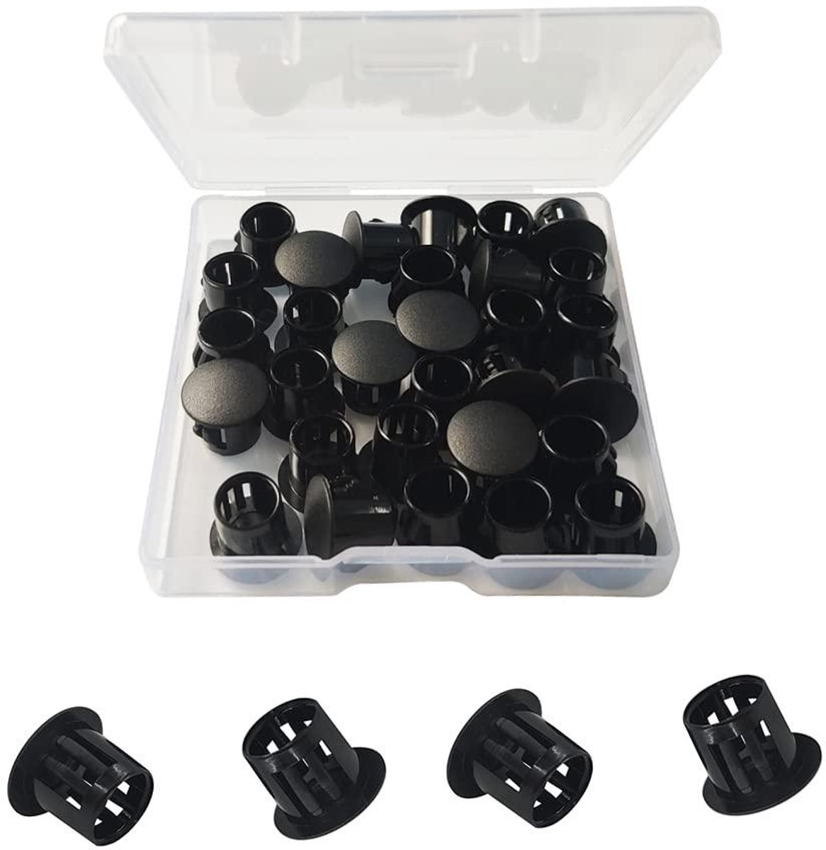 Gatstekkers Zwart Plastic - Gatpluggen Schroefgaten - Gaten Afdekken - Kaart Tand Ontwerp - 10 mm - Zwart