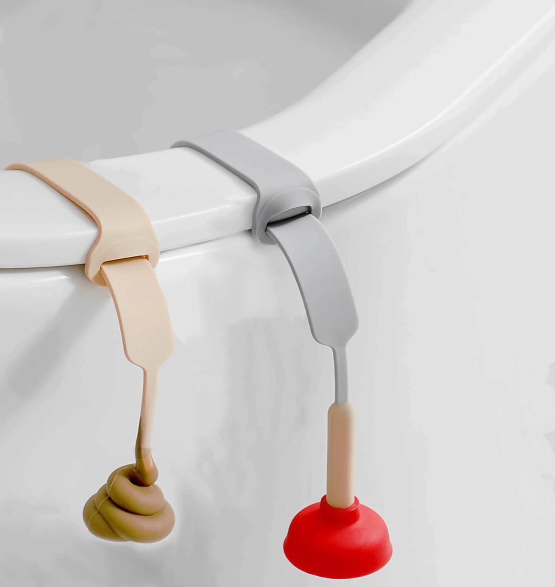 Toiletbril deksellifter - Toiletdeksel houder - Hygiënisch toiletgebruik - Contactloos deksel bedienen - 262 cm lengte - Rood en Geel