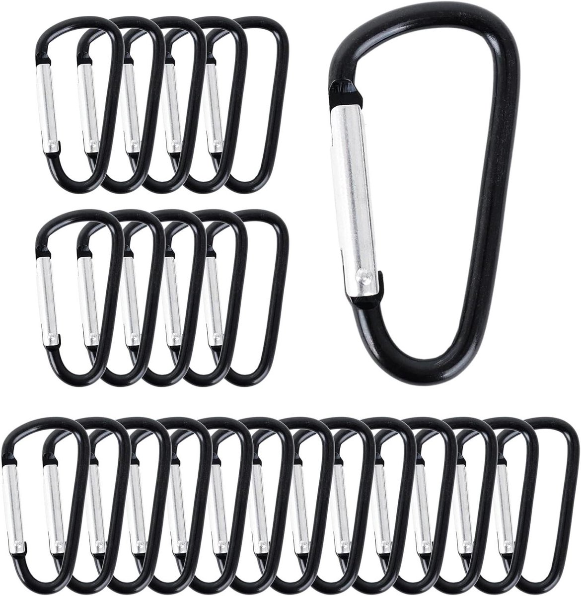 Karabijnhaak D-vormig - Sleutelhanger Haken - Outdoor Activiteiten - Met Borging - 2 Inch - Zwart