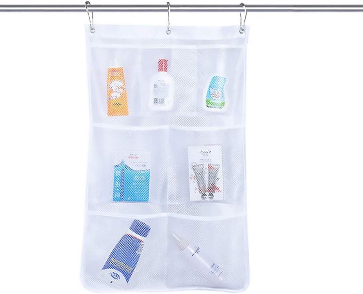 Hanging Storage Organizer met 7 Pockets voor Badkamer, Sneldrogend en Rotating Hanger voor Handdoeken en Toilettenbenodigdheden