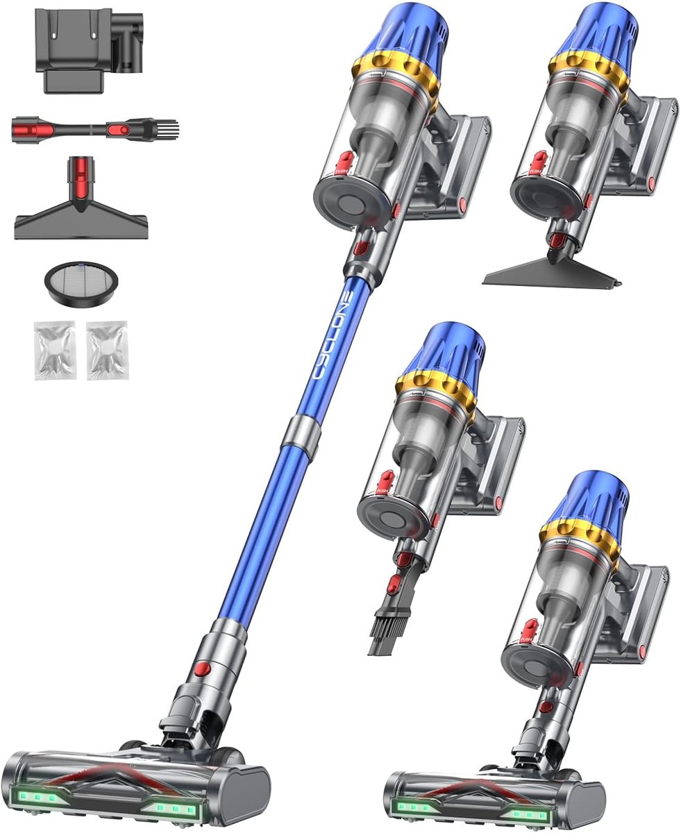 Draadloze Stofzuiger - Krachtige Zuiger - Snel Huis Schoon - 90 Min Werktijd - 58KPa Zuigkracht - Blauw