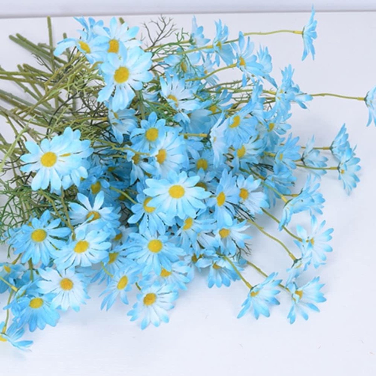 Kunstbloemen Boeket - Nep Bloemen Zijde - Decoratie Huis Tuin - UV Bestendig - 51 cm Hoog - Blauw