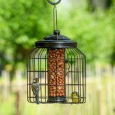 CJ Wildlife Pindasilo met Beschermkooi voor Tuinvogels - Brussel - Vogelvoedersilo voor Kleine Vogels - Hangend Vogelvoederhuisje - Vogelvoer Silo - Zwart