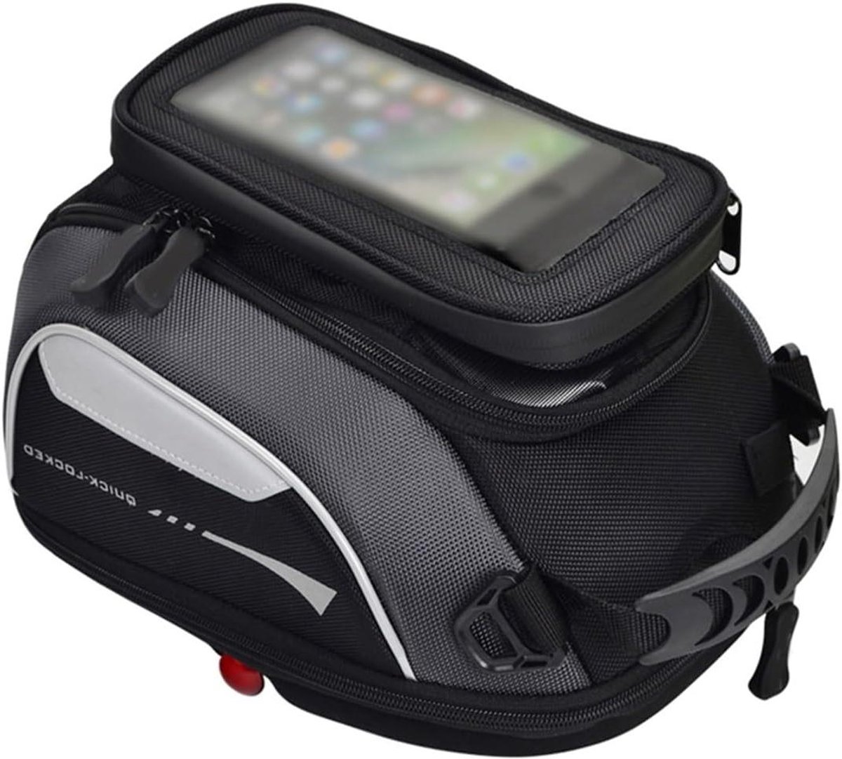 Motorfiets Tanktas - Uitbreidbare Tas - Motor Rijden - Met Telefoonvak - 26x23x16 cm - Zwart