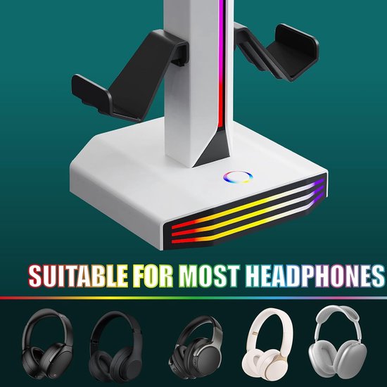 Gaming Headset Standaard - Controller Houder - Bureau Organisatie - Geïntegreerd Laadstation - 30 x 14 x 14 cm - Zwart — afbeelding 2