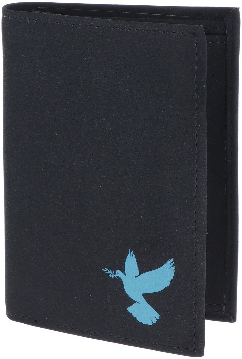 oxmox portemonnee New Cryptan RFID Protect Kombibörse Freedom Pigeon Print Cyan Black zwart