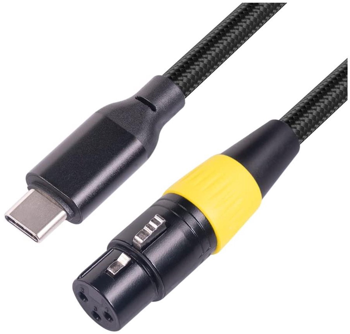 XLR Kabel - Microfoon Kabel - Muziek Opnemen - Type C Aansluiting - 3 Meter - Zwart Geel