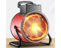 Werkplaatskachel - Draagbare Heater - Snelle Verwarming - Waterdicht Ontwerp - 2kW 3kW - Rood