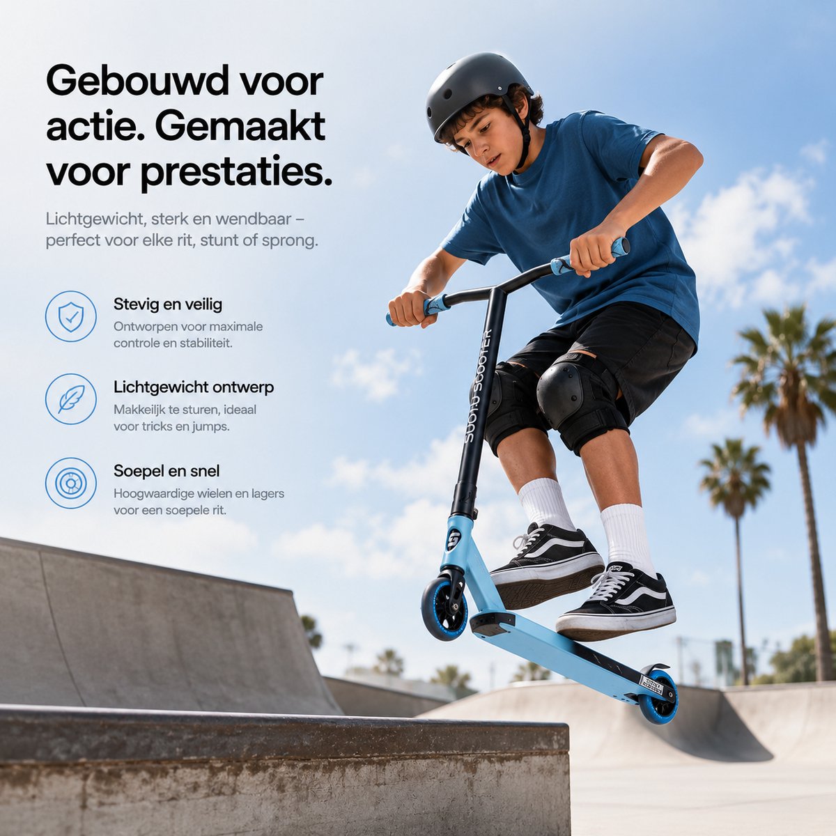 Suotu Stuntstep - Step - Kinderstep - Silent axle - Speelgoed Jongens/Meisjes - Aluminium - Blauw/Zwart — afbeelding 3