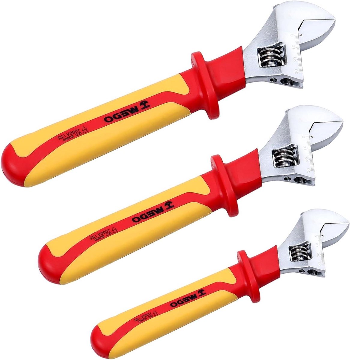 Verstelbare Moersleutel Set - Gereedschap Set - Veilig Werken - VDE 1000V Geïsoleerd - 6 8 10 Inch - Zwart