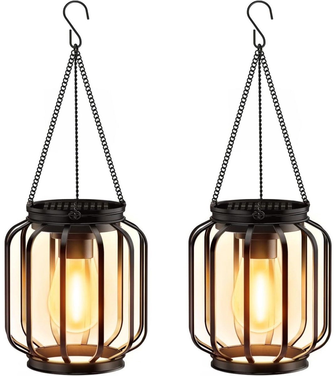 GELLDG 2 Stuks Buitenlampen - Retro Hanglampen met Geperforeerde Lantaarn - IP65 Waterdich
