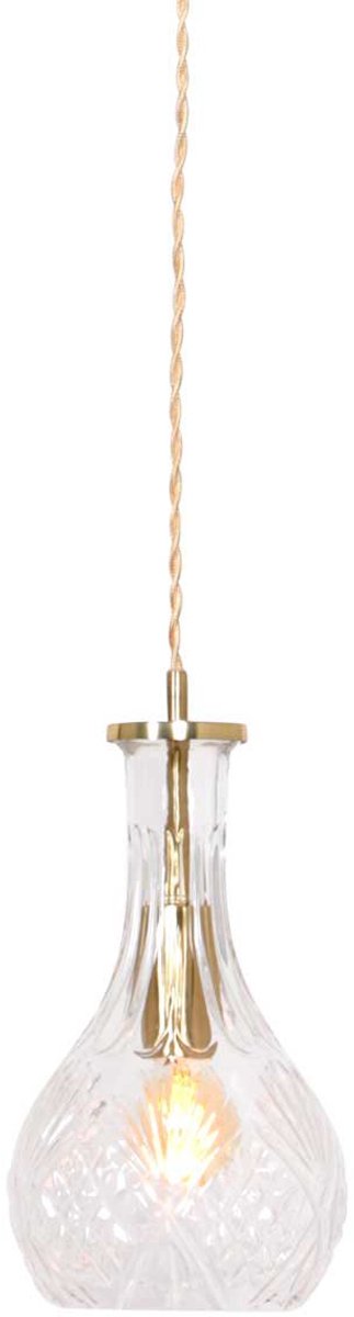Hanglamp Grazio Glass 3493ME Messing E14 Fitting - Hoogteverstelbaar - Trendy - Mexlite - Ideaal voor binnengebruik - Diameter 14 cm - Luxe uitstraling