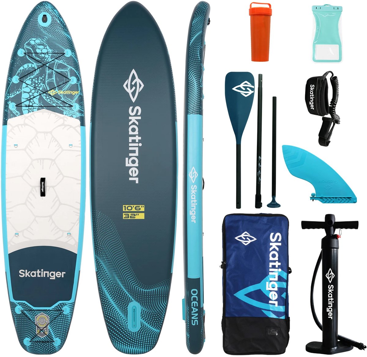 Skatinger Turtle Ocean Opblaasbaar Allround SUP Board – Compleet Pakket