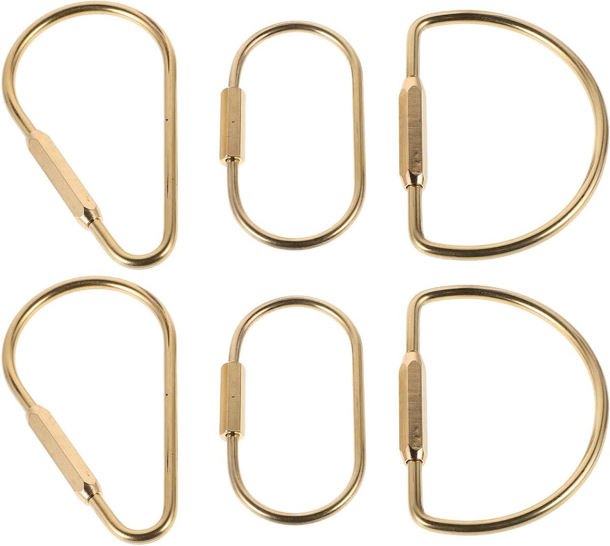 Gouden Karabijnhaak Set - Sleutelring Accessoires - Tassen Organiseren - Schroefsluiting Voorkomt Verlies - 6 Stuks - Goud