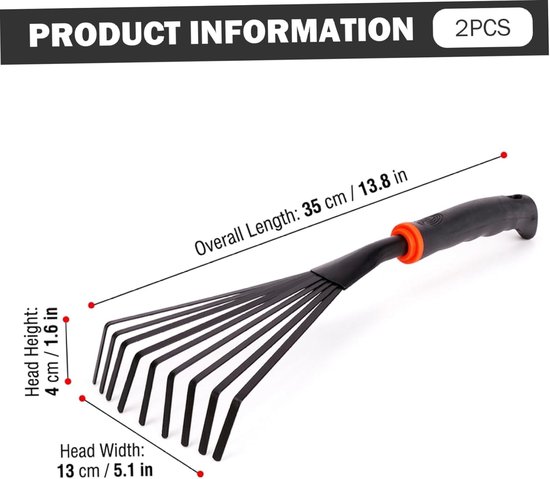 Handhark en Cultivator - Tuingereedschap Set - Bodem Bewerken - Ergonomische Siliconen Grip - 38 cm - Zwart van Handhark — afbeelding 5