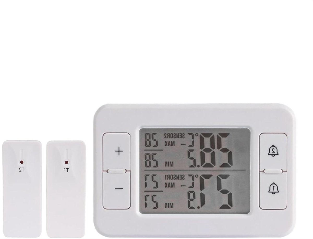 Koelkast Thermometer - Temperatuur Monitor - Voedsel Bewaren - Draadloos Alarm - 100 Meter Bereik - Wit