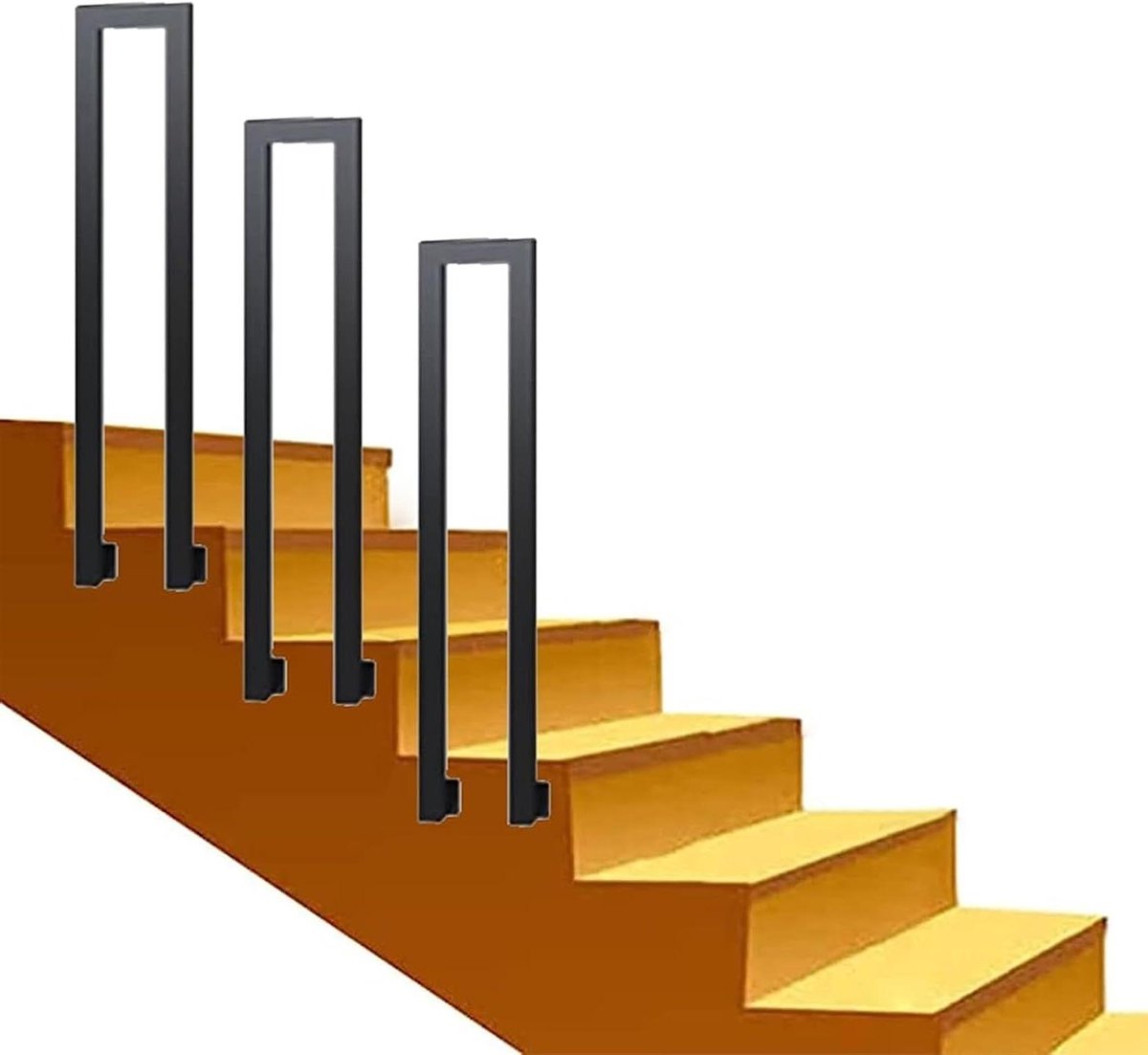 Trapleuning Metaal - Muursteun Leuning - Veilige Trappen - Dubbele Bescherming - 50cm - Zwart