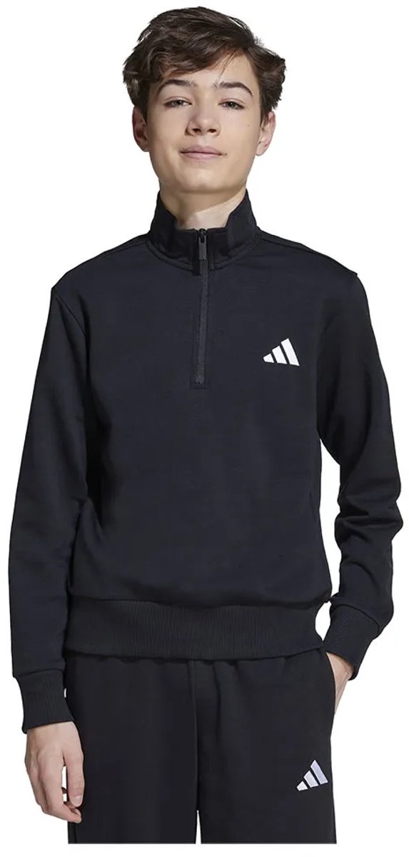 Adidas Essentials Sweatshirt Met Halve Rits 15-16 Years Kinderen Zwart