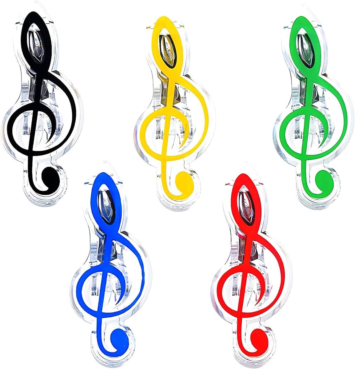 Muzieknotitie Clips - Boek Page Clips - Muziek Bladeren - Stevig Plastic - 5 Stuks - Multicolor