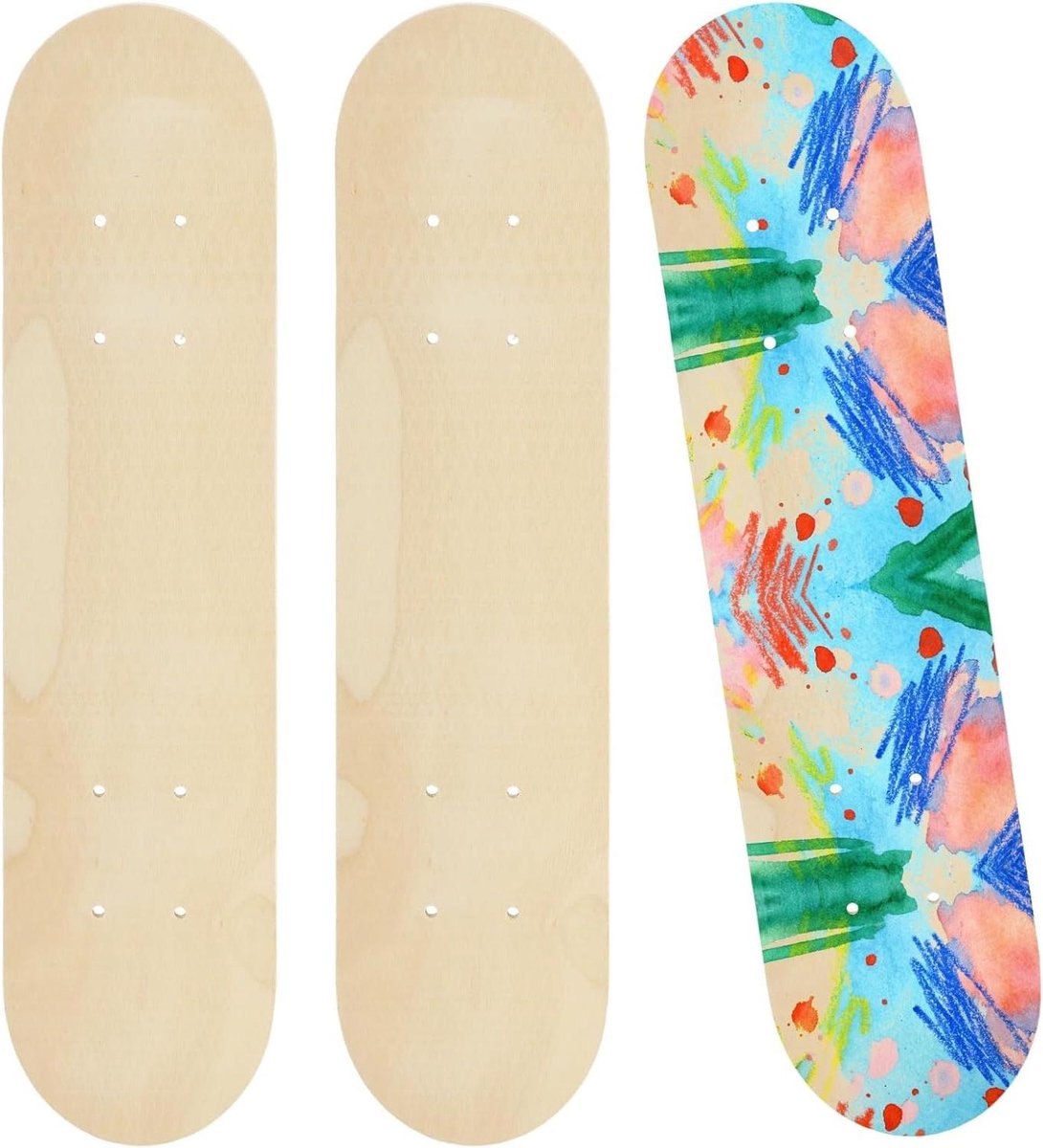 Blanco Skateboarddekken Houten Kunstborden Doe-het-zelf Kunst Voorgeboorde Gaten 3 Stuks 60cm Houtkleur