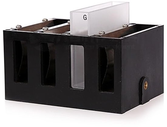 Glazen cuvettenhouder - Rek met vier posities - Laboratoriumgebruik - Duurzame kunststof constructie - 50 mm - Zwart — afbeelding 4