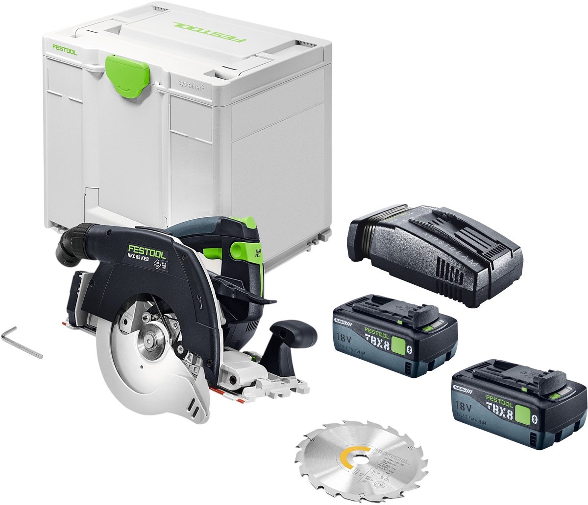 Festool HKC 55 KEB-Basic accu-handcirkelzaag 18 V 160 mm borstelloos + 2x accu 8,0 Ah + snellader + Systainer
